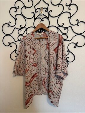 Geometric Print Kimono Cardigan